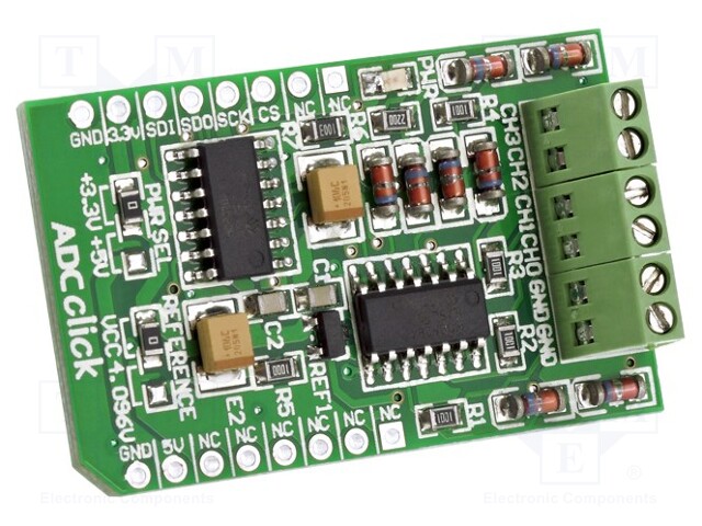 Click board; A/D converter; SPI; MCP3204; mikroBUS connector