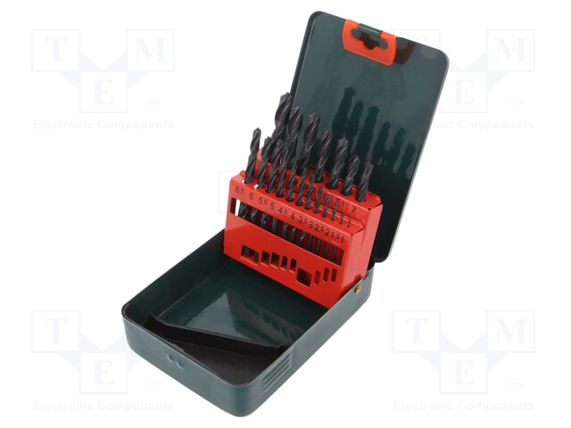 Tool accessories: drill set; Application: metal,steel; Pcs: 19