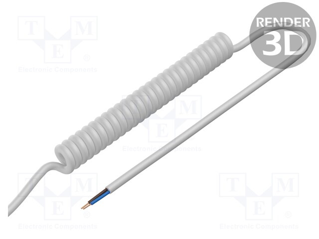 Wire: coiled; 2x1mm2; unshielded; PUR; white; 300V,500V; 1m; 3.5m