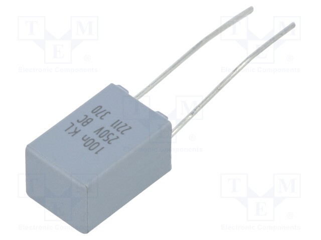 Capacitor: polypropylene; 100nF; THT; ±10%; 5mm; 250VDC; 160VAC