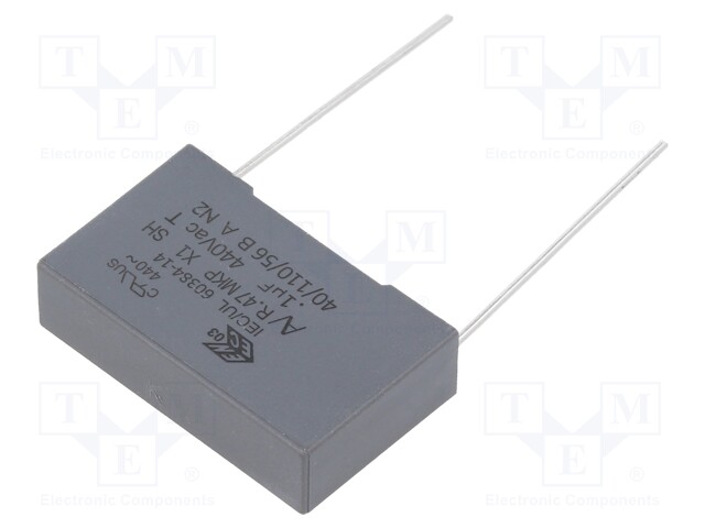 Capacitor: polypropylene; X1; 0.1uF; 440VAC; ±10%; THT; -40÷110°C