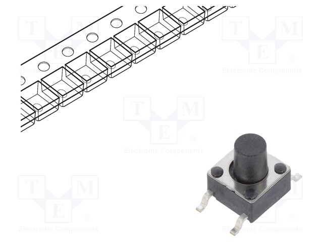 Microswitch TACT; SPST-NO; Pos: 2; 0.05A/12VDC; SMT; 0.98N; 6x6x4mm
