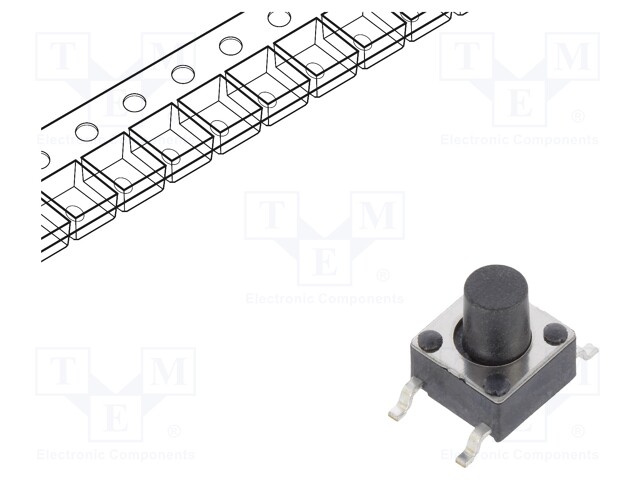 SWITCH, TACTILE, SPST, 50mA, 12VDC