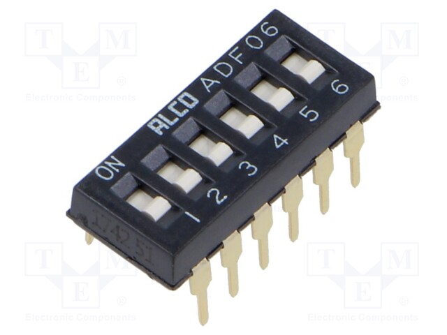 Switch: DIP-SWITCH; Poles number: 6; OFF-ON; -0.025A/24VDC; Pos: 2