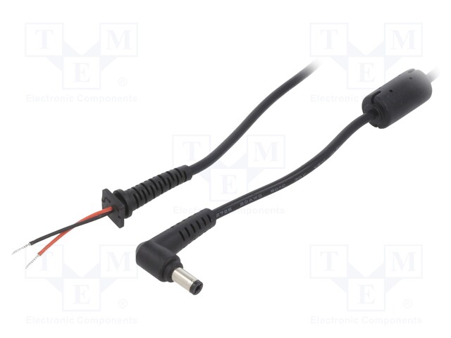 Cable; wires,DC 5,5/2,1 plug; angled; 0.5mm2; black; 1.2m