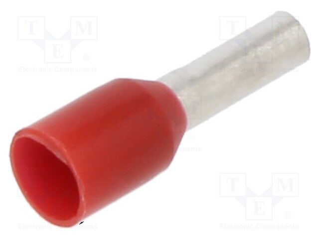 Tip: bootlace ferrule; insulated; copper; 1.5mm2; 6mm; tinned; red