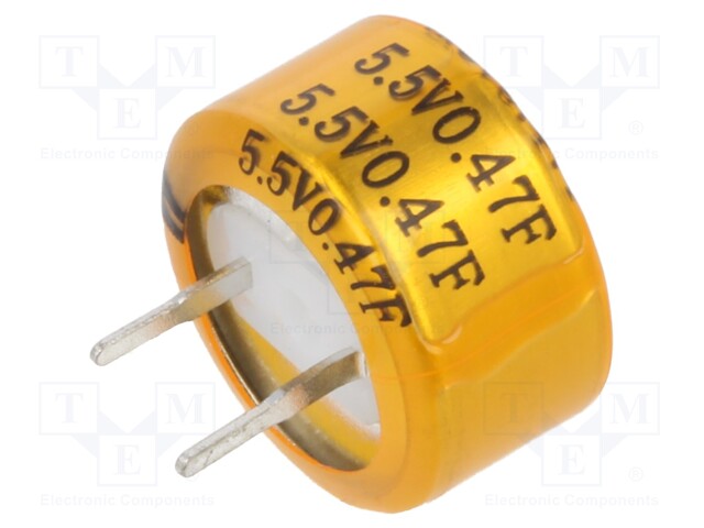 Supercapacitor; THT; 470mF; 5.5VDC; Ø13.2x7mm