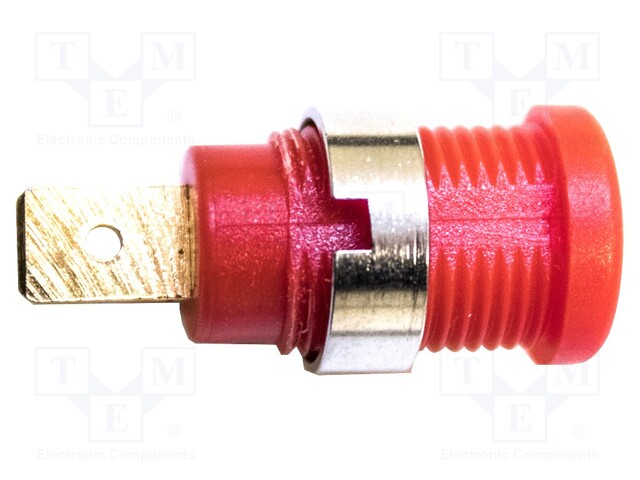 4mm banana; 36A; 1kV; red; gold-plated; soldered; Insulation: nylon