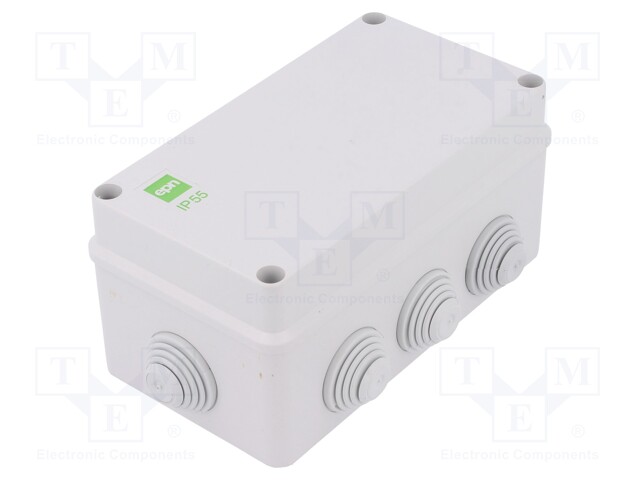 Enclosure: junction box; X: 95mm; Y: 156mm; Z: 68mm; IP55; grey