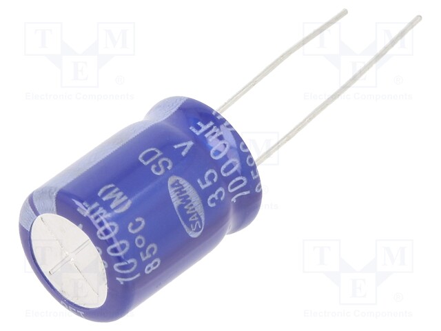 Capacitor: electrolytic; THT; 1000uF; 35VDC; Ø12.5x16mm; ±20%