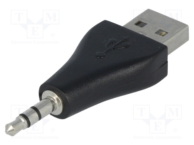 Adapter; USB 2.0; USB A plug,Jack 3.5mm 3pin plug; gold-plated