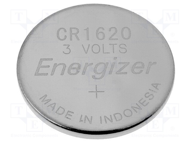 Battery: lithium; 3V; CR1620,coin; Batt.no: 1; Ø16x2mm; 79mAh
