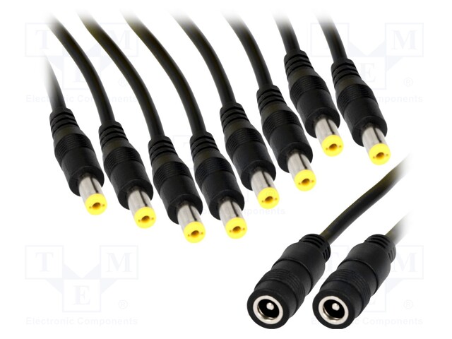 Cable; DC 5,5/2,1 socket,DC 5,5/2,1 plug x5; straight; 0.5mm2