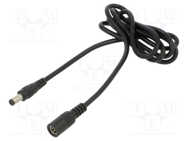 Cable; 2x0.5mm2; DC 5,5/2,1 plug,DC 5,5/2,1 socket; straight