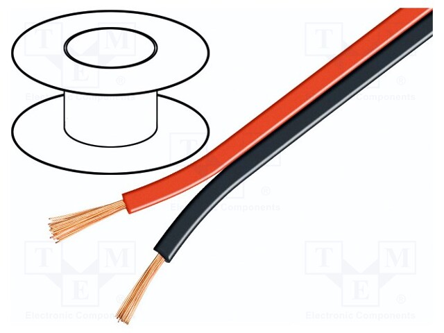 Wire: loudspeaker cable; 2x4mm2; stranded; CCA; black-red; 100m