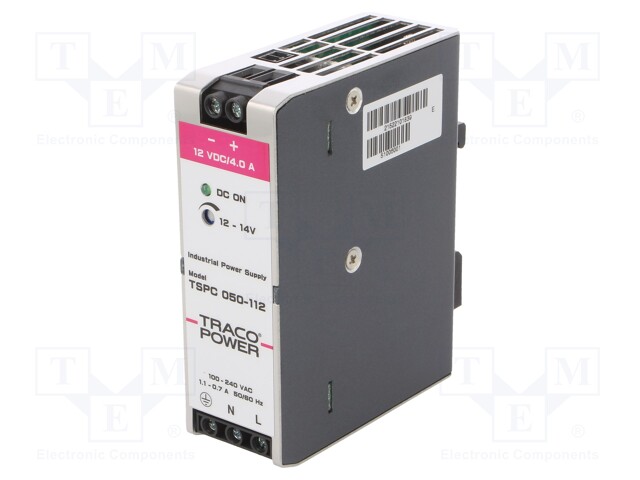 Power supply: switched-mode; 50W; 12VDC; 12÷14VDC; 4A; 85÷264VAC