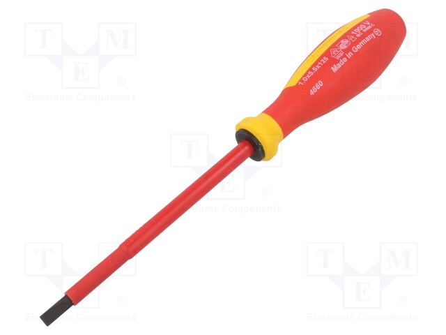 Screwdriver; insulated; slot; 5,5x1,0mm; Blade length: 125mm