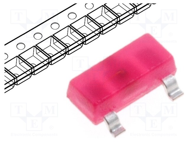 LED; SMD; SOT23; red; 1.25mcd; 3x1.3x1.05mm; 140°; 2÷2.5V; 2mA