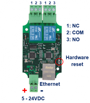 BEM104 LAN/Internet 2 Channel Relay board 5-24V supply