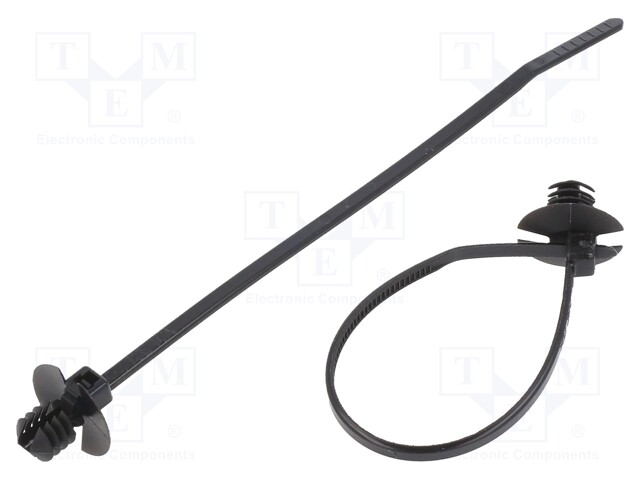 Cable tie; with fixing lugs; L: 110mm; polyamide; 80N; black