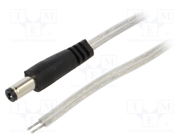 Cable; wires,DC 5,5/2,1 plug; straight; 0.5mm2; transparent