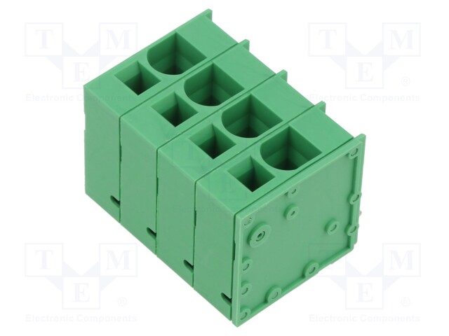 PCB terminal block; Contacts ph: 10mm; ways: 4; angled 90°; green