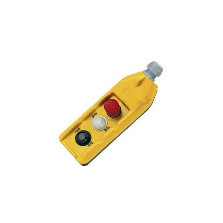 DC30D2 PENDANT STATION, 2 BUTTONS + EMERGENCY-STOP, TWO SPEED, SINGLE ROW, IP65