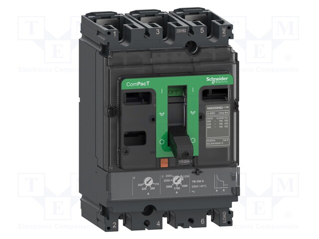 Power breaker; Poles: 3; DIN; Inom: 125A; NSX; IP40; -25÷70°C; 690VAC