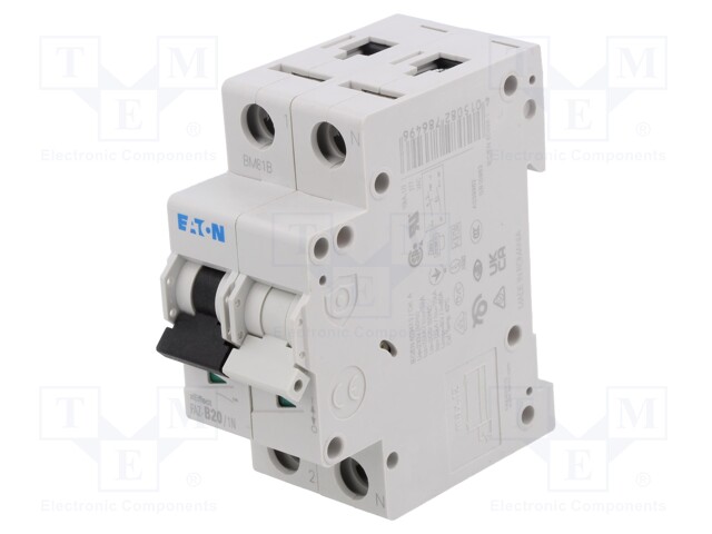 Circuit breaker; 230/400VAC; Inom: 20A; Poles: 1+N; DIN; Charact: B