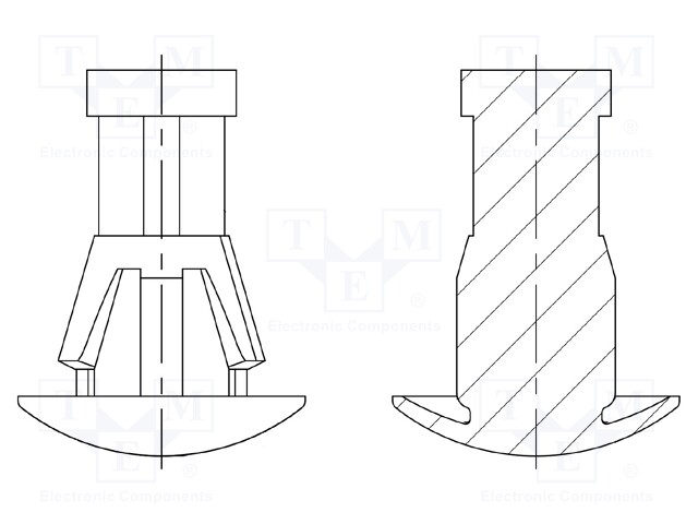 Assembly stud; polyamide 66; L: 12mm; snap fastener; UL94V-2