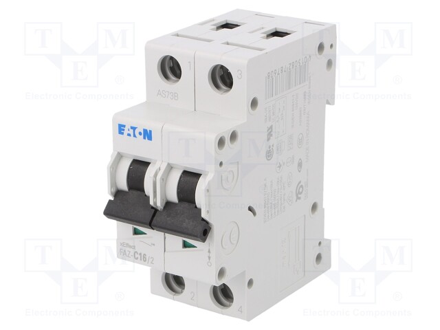 Circuit breaker; 230/400VAC; Inom: 16A; Poles: 2; DIN; Charact: C