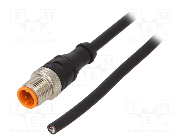 Connection lead; M12; PIN: 4; straight; 10m; plug; 250VAC; 4A; IP67