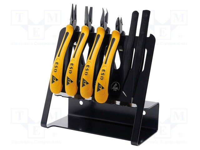 Kit: general purpose; Pcs: 6; Kit: tweezers,stand,pliers; ESD