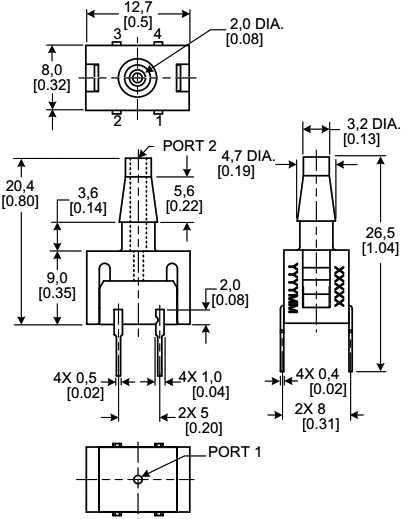 Sensor: pressure; Range: ±5psi; gage; Output conf: analogue