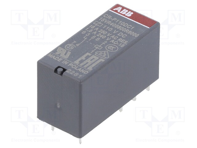 Relay: electromagnetic; SPDT; Ucoil: 110VDC; 16A; max.250VAC