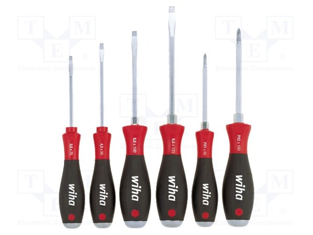 Screwdrivers; Pcs: 6; for impact; Bit: Phillips,slot