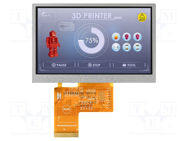 Display: TFT; 4.3"; 480x272; Illumin: LED; Dim: 105.4x67.1x2.95mm