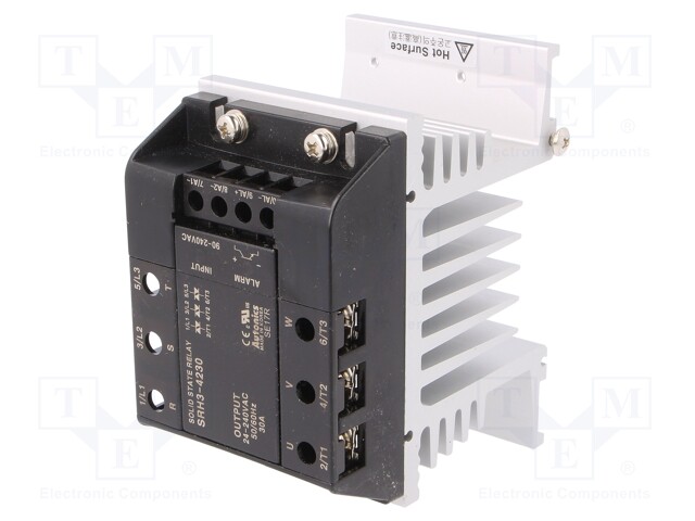 Relay: solid state; Ucntrl: 90÷240VAC; 30A; 24÷240VAC; 3-phase; DIN