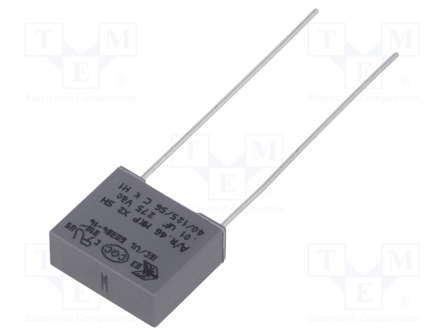 Capacitor: polypropylene; X2; 10nF; 10mm; ±20%; 13x5x11mm; 275VAC