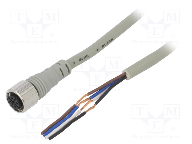 Connection lead; M12; PIN: 4; straight; 2m; plug; Wire colour: black