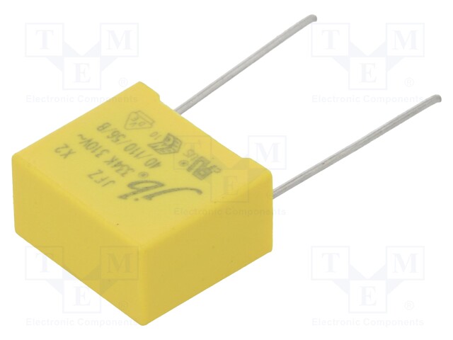 Capacitor: polypropylene; X2; 330nF; 15mm; ±10%; 18x15.5x9.5mm