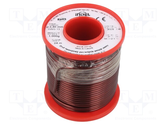 Coil wire; double coated enamelled; 2.4mm; 1kg; -65÷200°C