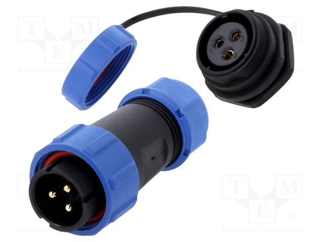 Connector: circular; male + female; PIN: 3; 3A; IP67; 500V