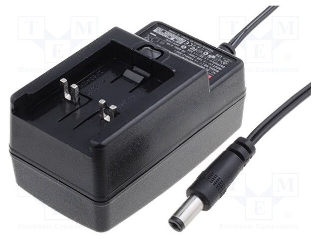 Power supply: switched-mode; 24VDC; 0.625A; Out: 5,5/2,1; 15W; 80%