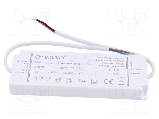 Power supply: switched-mode; LED; 30W; 12VDC; 2.5A; 220÷240VAC