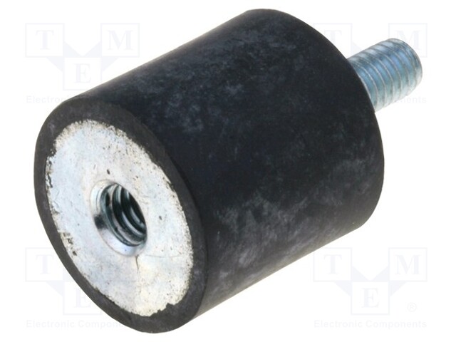 Vibration damper; M4; Ø: 15mm; rubber; L: 15mm; Thread len: 10mm