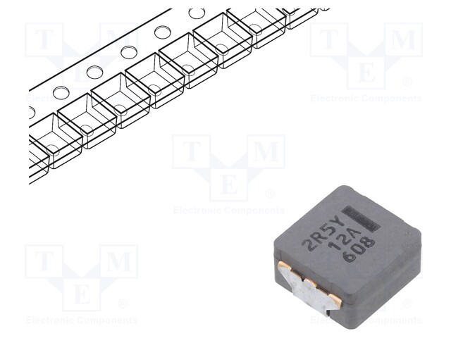 Power Inductor (SMD), 2.5 µH, 15.1 A, Wirewound, 27.2 A, 10.7mm x 10mm x 5.4mm