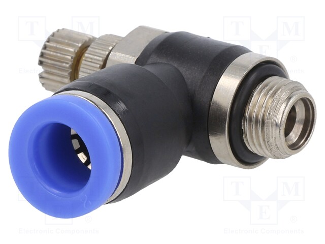 Throttle-check valve; -0.95÷15bar; nickel plated brass,PBT