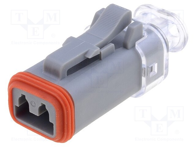 Connector: wire-wire; AT; plug; female; PIN: 2; IP67; Locking: latch