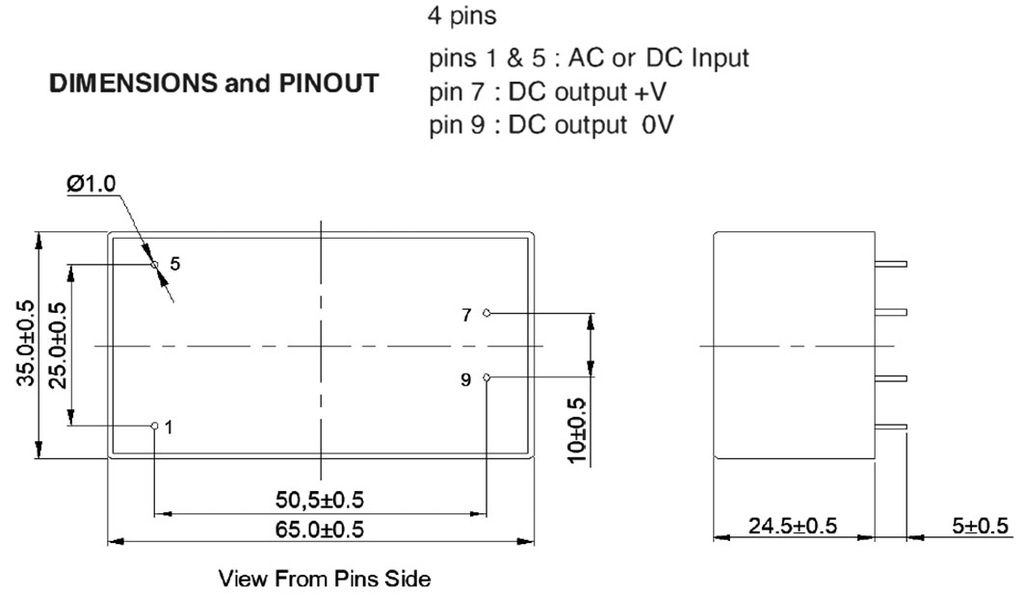 Converter: AC/DC; 20W; Uout: 9VDC; Iout: 2.2A; 85%; Mounting: PCB